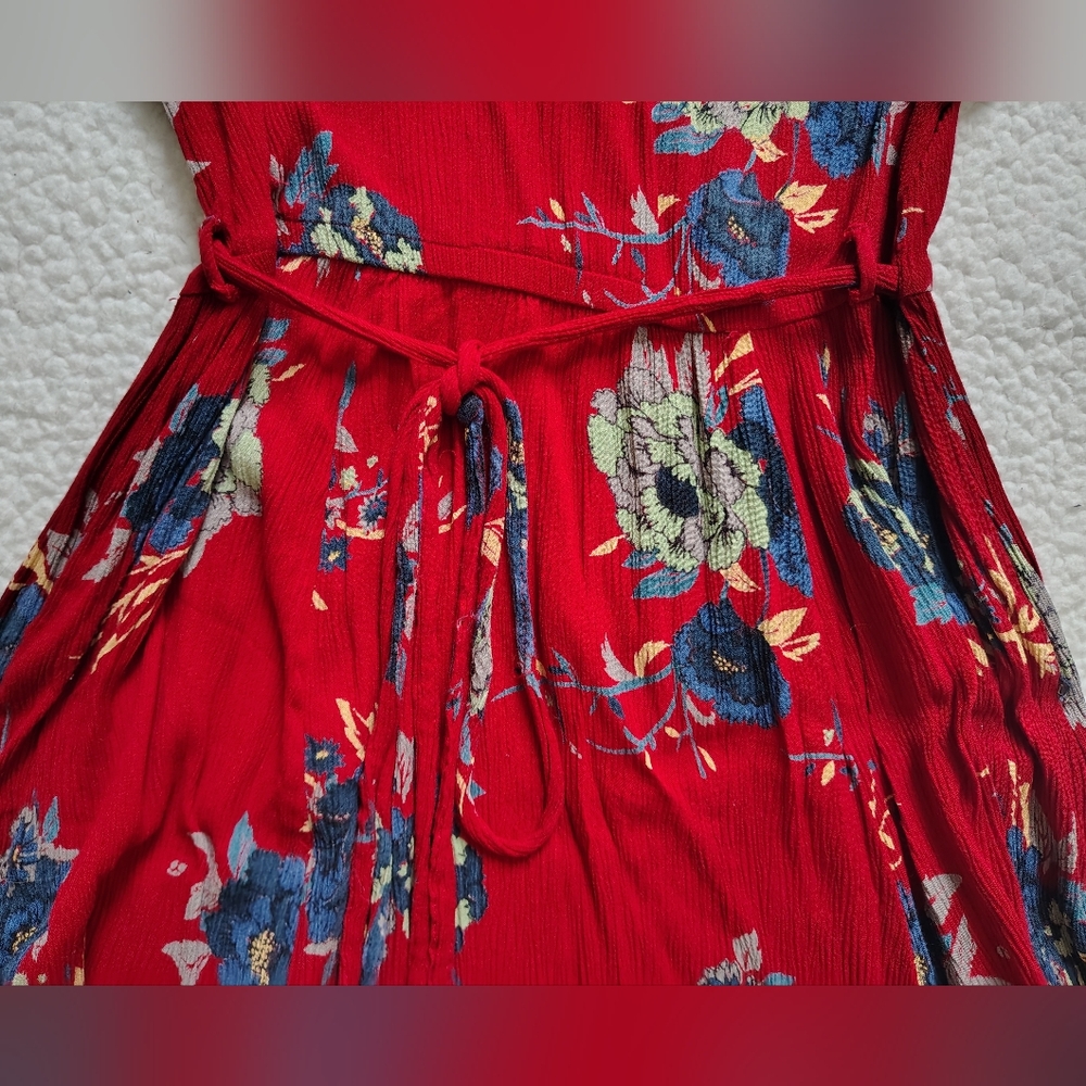 Patrons of Peace Small Red Short Sleeve V-neck Wrap Dress Tie Waist - Picture 12 of 12